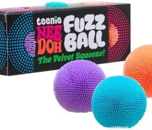 Schylling Teenie NeeDoh 3-Pack Mini Sensory Fuzz Balls with Velvet Texture and Soft Squish, Ages 3 and Up